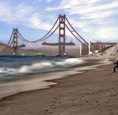 Budowany most Golden Gate, San Francisco, Kalifornia, 1936