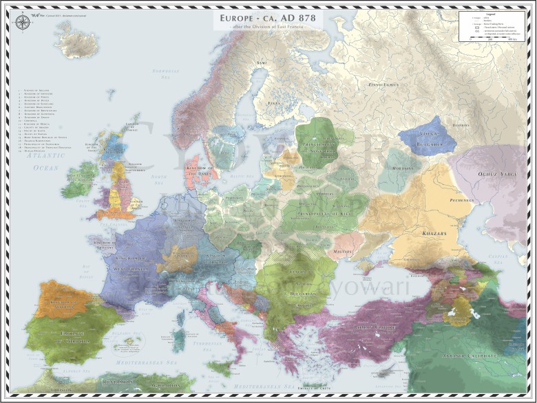 Mapa Europy z 878 roku n.e.