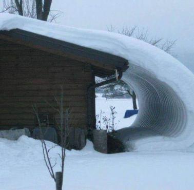 Śnieg samozwijający się z dachu