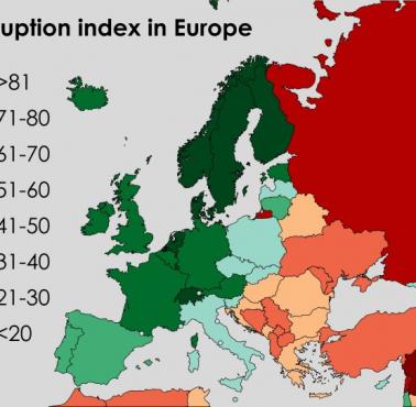 Indeks korupcji w Europie, 2021