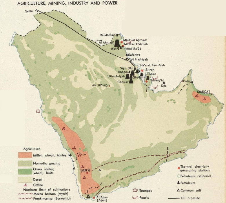 Rolnictwo, górnictwo, przemysł wydobywczy/naftowy Półwyspu Arabskiego (lata 60. XX wieku), 1967