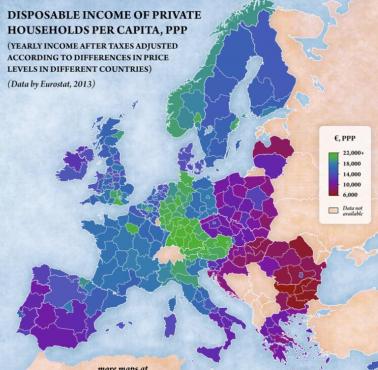 Dochód rozporządzalny w Europie, 2013