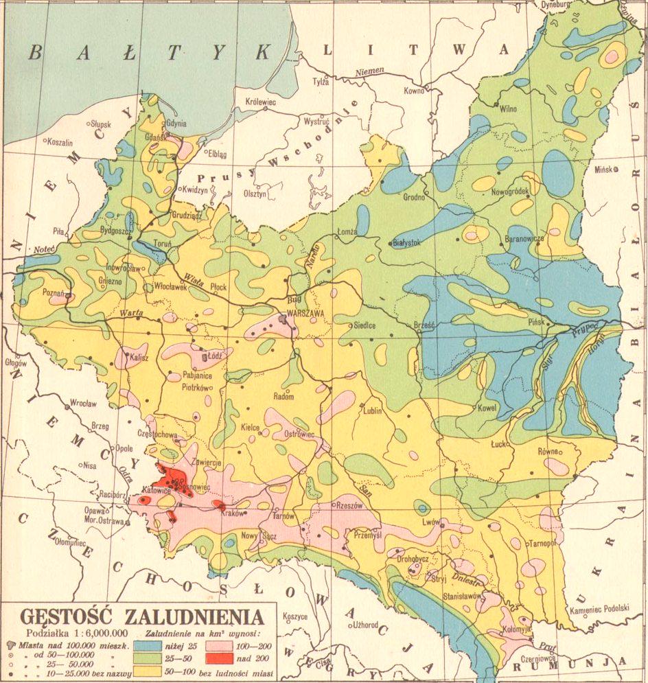 Gęstość zaludnienia II RP, 1931