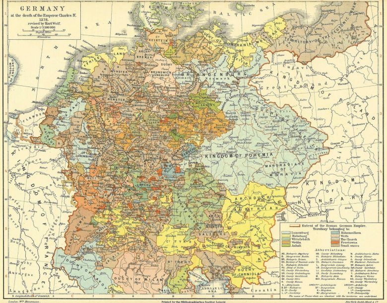 Europa Środkowa w dniu śmierci Karola IV Luksemburskiego, 1378 rok