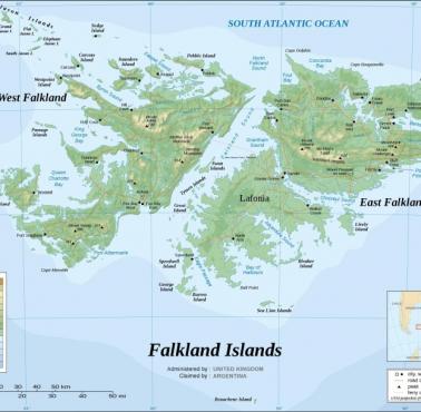 Mapa Falklandów (Malwiny)