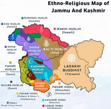 Mapa etniczno-religijna stanu Jammu i Kaszmir