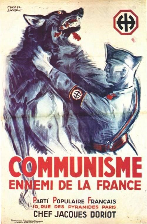 Antykomunistyczny plakat propagandowy Francuskiej Partii Ludowej, 1936