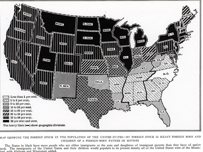 Ludność zagraniczna z podziałem na stany USA w 1910 roku