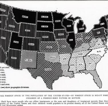 Ludność zagraniczna z podziałem na stany USA w 1910 roku