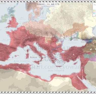 Mapa Europy (Morze Śródziemne) w 177 roku
