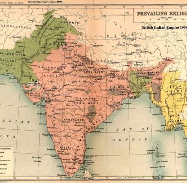 Dominujące religie w brytyjskich Indiach, 1901