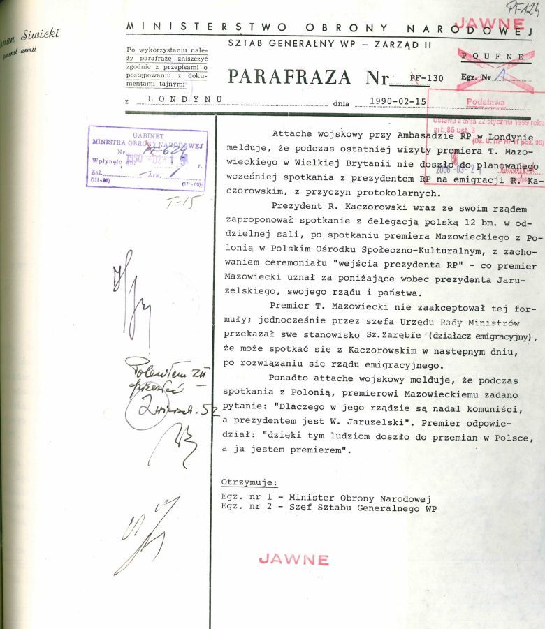 Premier T.Mazowiecki podczas wizyty w Wielkiej Brytanii