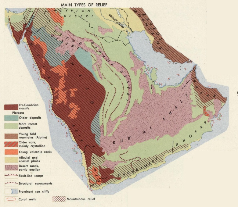 Reliefowa mapa Arabii (lata 60. XX wieku), 1967