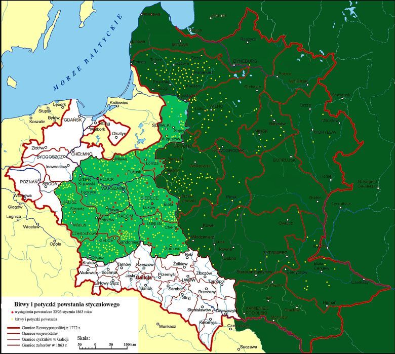 200 000 powstańców styczniowych stoczyło w sumie ok. 1200 bitew i potyczek z oddziałami wojsk rosyjskich