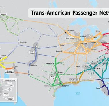 Planowana sieć transportowa w USA do 2050 roku
