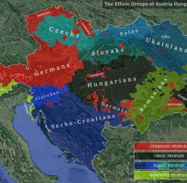 Mapa etniczna Austro-Węgier z 1910 roku