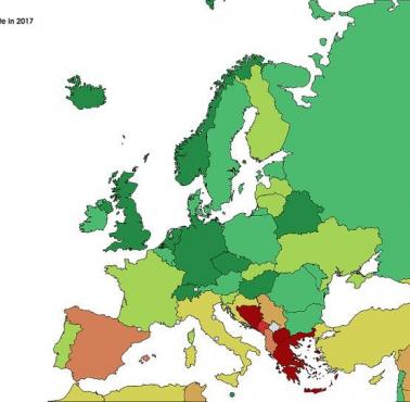 Europejskie stopy bezrobocia w 2017 roku