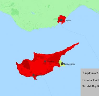 Mapa Królestwa Cypru w 1448 roku