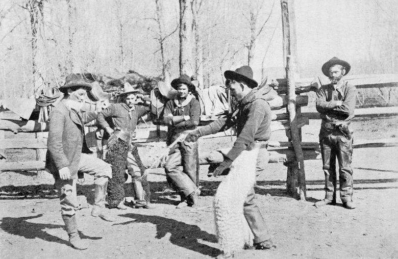Kowboje w czasie tańca, Nebraska, 1875