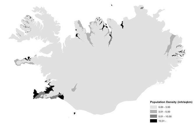 Gęstość zaludnienia Islandii