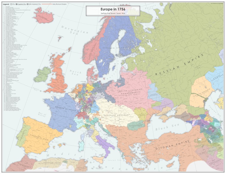Mapa Europy z 1756 roku