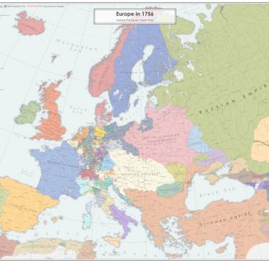 Mapa Europy z 1756 roku