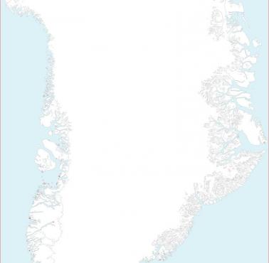 99,5% mieszkańców Grenlandii żyje na obszarach zaznaczonych na czerwono