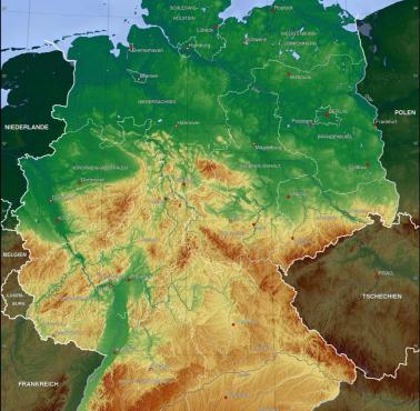 Topograficzna mapa Niemiec