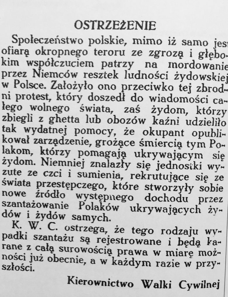 „Karane z całą surowością prawa”  - szmalcownictwo