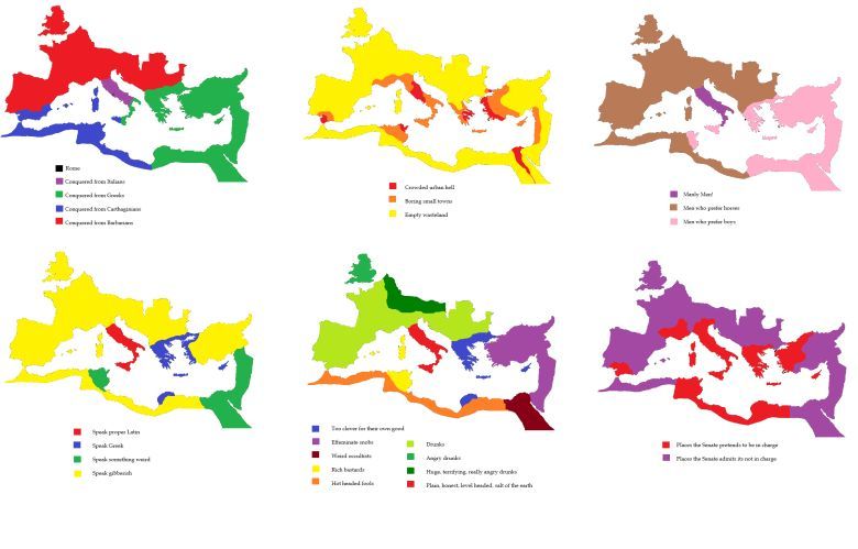 Sześć sposobów podziału Imperium Rzymskiego (w oparciu o stereotypy rzymskie)