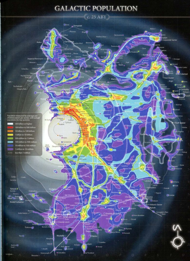 Mapa populacji galaktycznej w Star Wars