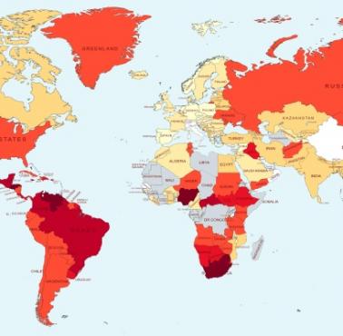 Wskaźniki zabójstw na świecie, 2020