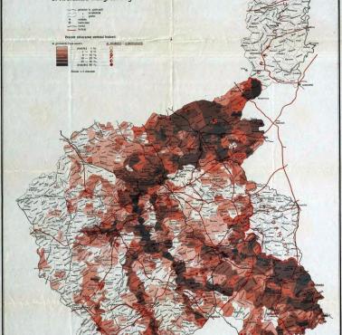 Mapa zniszczeń wojennych w budowlach w Królestwie Kongresowym podczas I wojny światowej