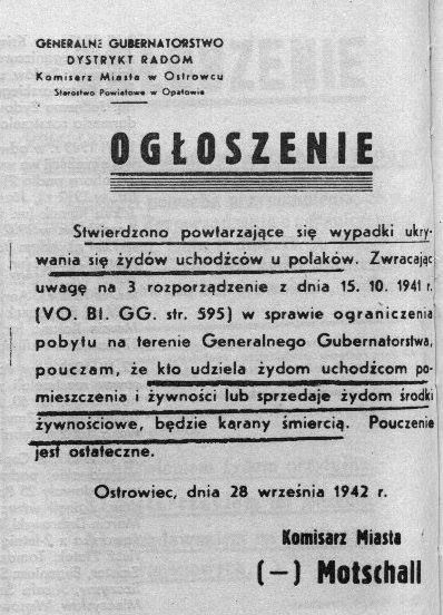 Niemieckie ogłoszenie w okupowanej Polsce z 1941 roku