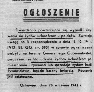 Niemieckie ogłoszenie w okupowanej Polsce z 1941 roku