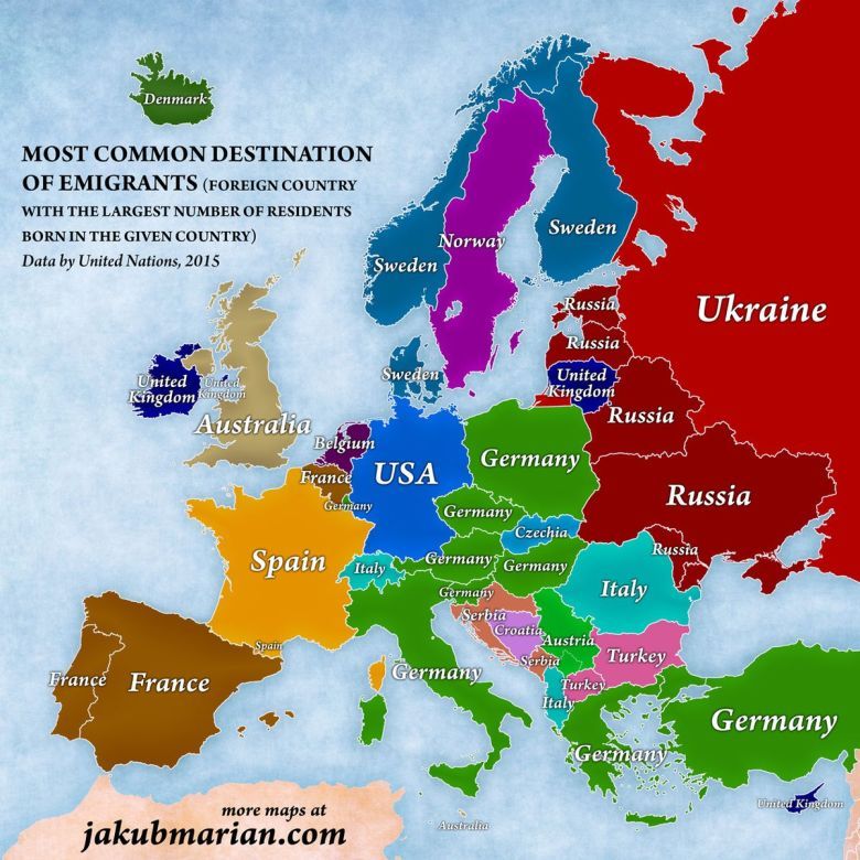 Gdzie emigrują mieszkańcy danego europejskiego kraju. Kierunki emigracyjne, 2015
