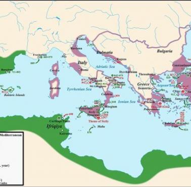Mapa walk Bizancjum z Arabami od XVIII wieku