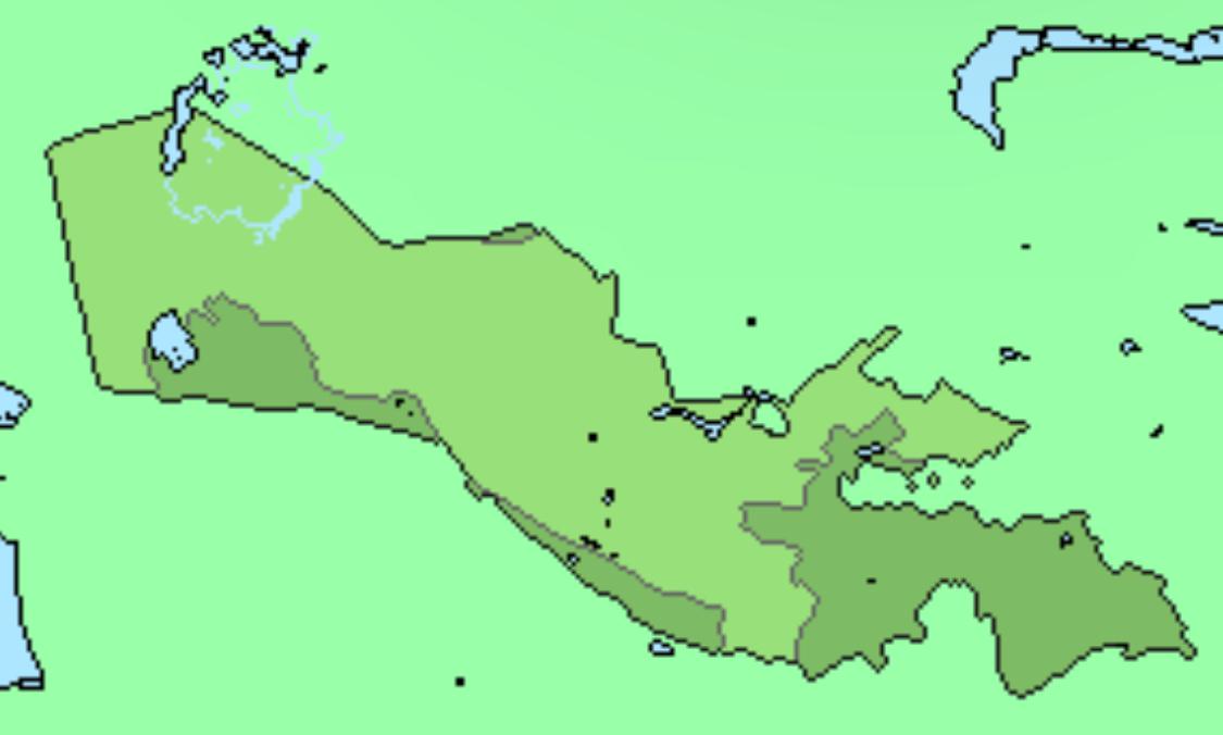 Wszystkie ziemie kiedykolwiek okupowane przez Uzbekistan 1900-2025