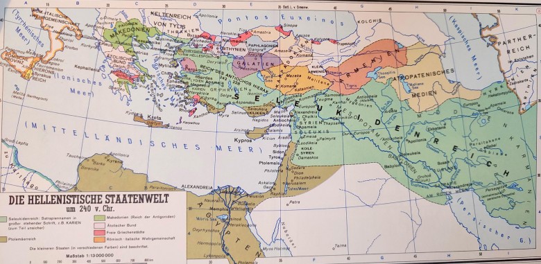 Mapa starożytnej Grecji. Świat hellenistyczny w 240 r. p.n.e.