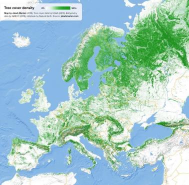 Gęstość drzewostanu Europy