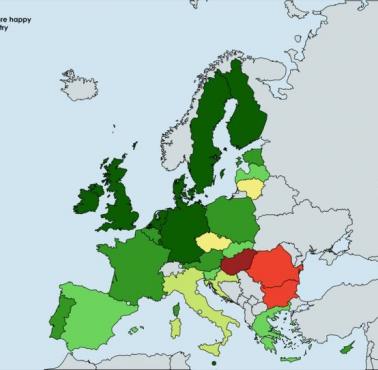 Odsetek obywateli UE, którzy czują się szczęśliwi w swoim kraju 