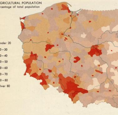 Odsetek ludności Polski niezatrudnionej w rolnictwie w latach 1963-1967 (obszary uprzemysłowione)