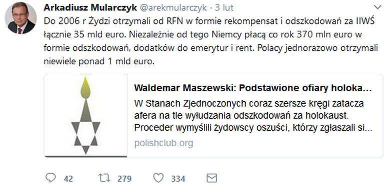 Do 2006 r Żydzi otrzymali od RFN w formie rekompensat i odszkodowań za IIWŚ łącznie 35 mld euro