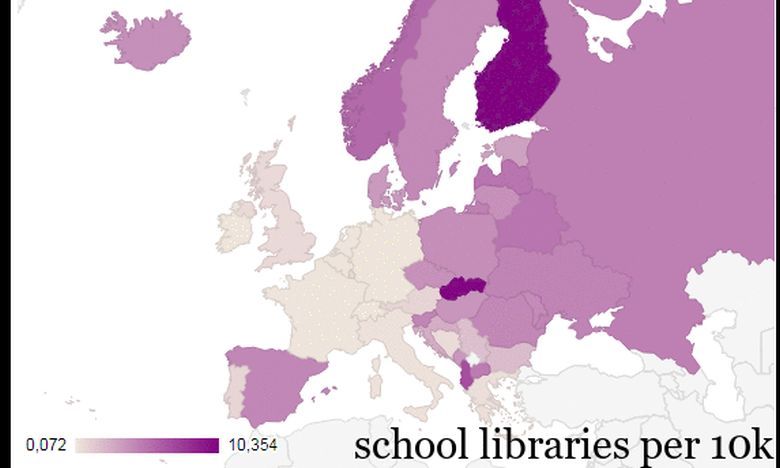 Biblioteki w Europie na 10.000 mieszkańców (animacja)