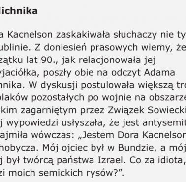 Dora Kacnelson – polska historyk, literaturoznawca i slawistka, w starciu z A.Michnikiem