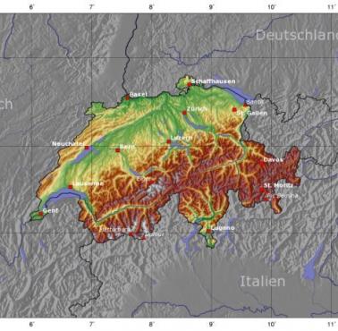 Topograficzna mapa Szwajcarii