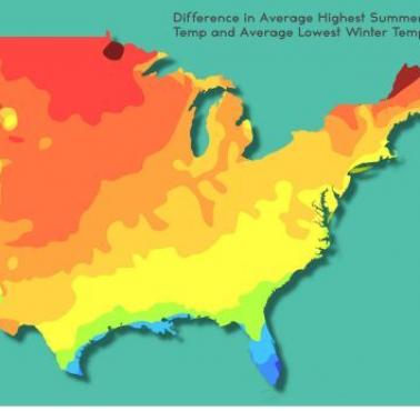 Różnice temperatur w Stanach Zjednoczonych