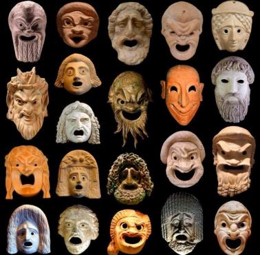 Maski aktorów ze starożytnej Grecji
