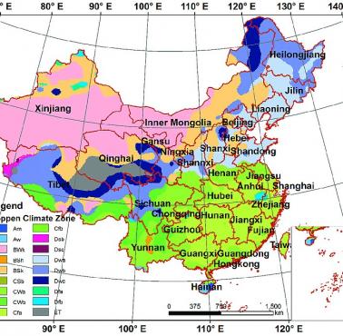 Typy klimatyczne Köppena w Chinach