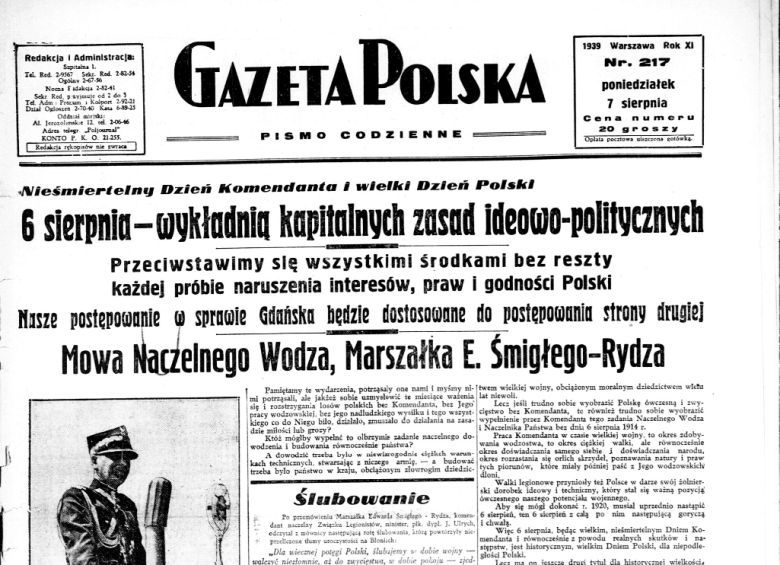 Przedostatnie przed wojną przemówienie marszałka E.Śmigłego-Rydza z 6 sierpnia 1939 r. na Zjeździe Legionistów w Krakowie